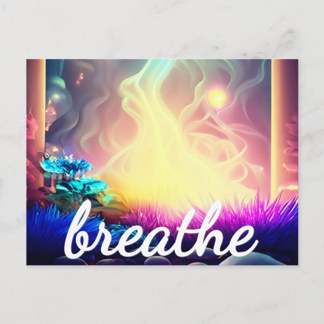 Reiki Energy Work Breathe Abundance Affirmation Postcard (Front)