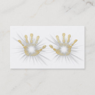 *~* Reiki Gold Foil Hands Energy Healing Business Card