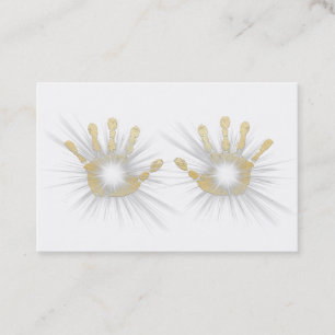 *~* Reiki Gold Foil Hands Healing Radiating Business Card