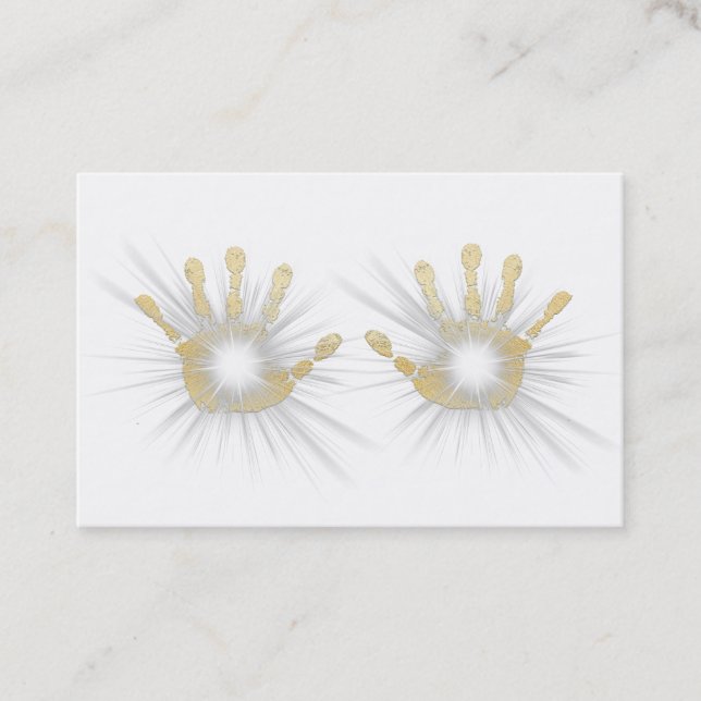 *~* Reiki Gold Foil Hands Healing Radiating Business Card (Front)