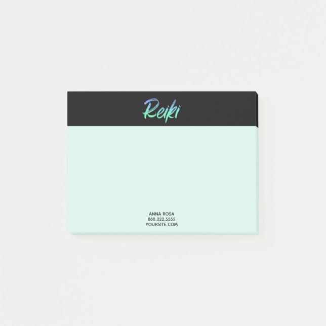 *~* Reiki Green Blue & Turquoise Iridescent Post-it Notes (Front)