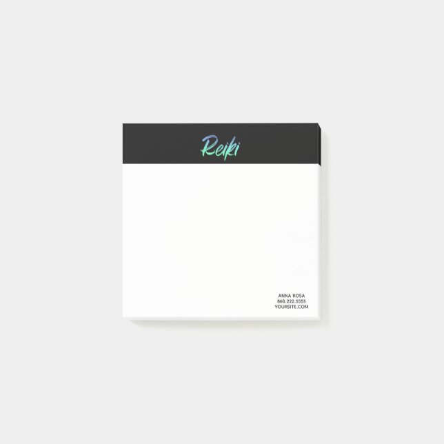 *~* Reiki Green Turquoise Blue &  Iridescent Post-it Notes (Front)