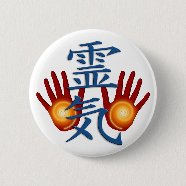 Reiki Hands 6 Cm Round Badge (Front)
