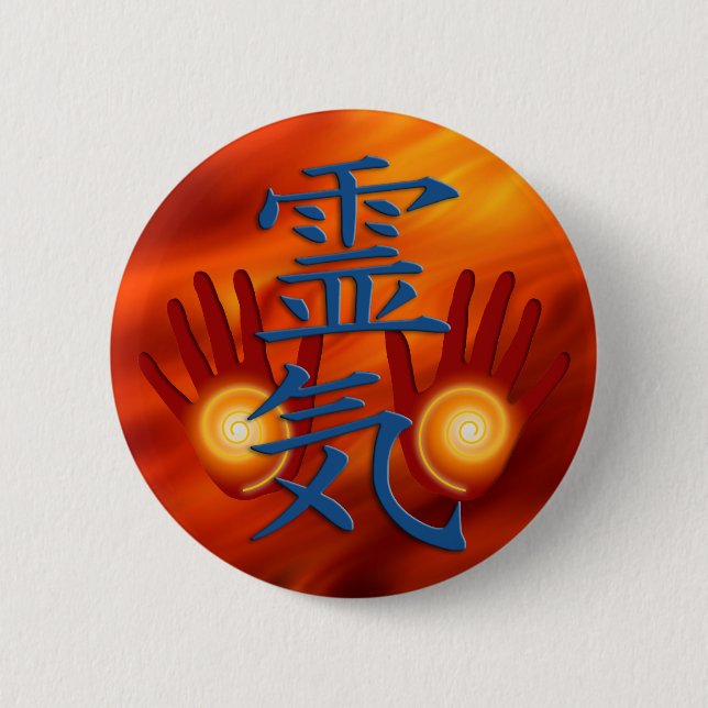 Reiki Hands 6 Cm Round Badge (Front)