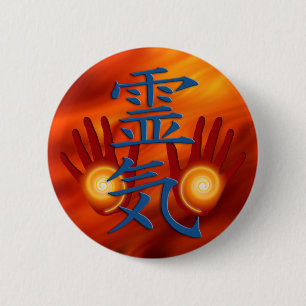 Reiki Hands 6 Cm Round Badge