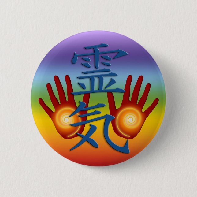 Reiki Hands 6 Cm Round Badge (Front)