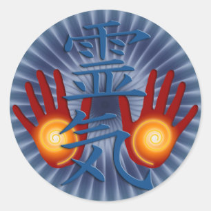 Reiki Hands   blue shine Classic Round Sticker