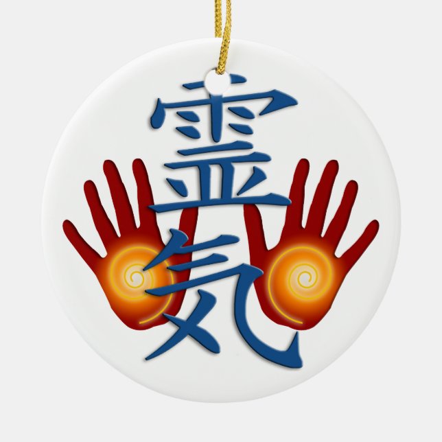 Reiki Hands Ceramic Tree Decoration (Front)