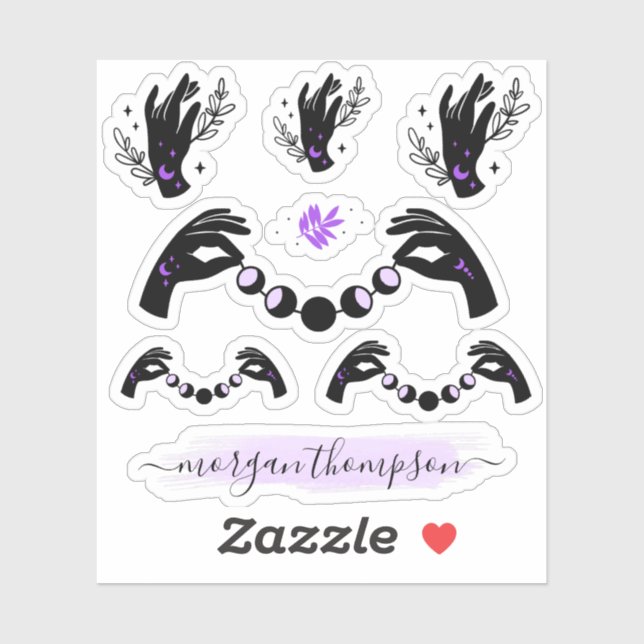 Reiki Hands & Moon Phases Personalised Name Logo (Sheet)