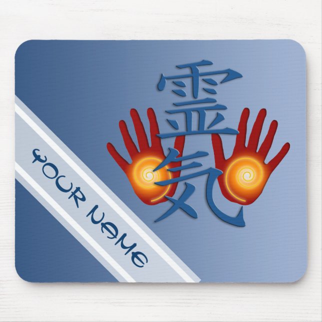 REIKI Hands Symbol + your name & image Mouse Mat (Front)