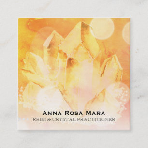 *~* Reiki Healer Yoga Citrine Crystal Massage Square Business Card