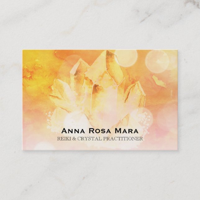 *~* Reiki  Healer Yoga Massage Citrine Crystal Business Card (Front)