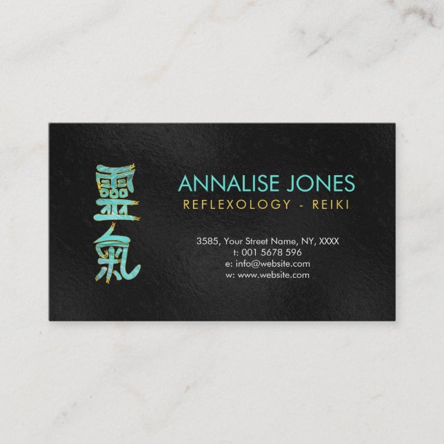 Reiki Healing Choku Rei in Marble and Gold Business Card (Front)