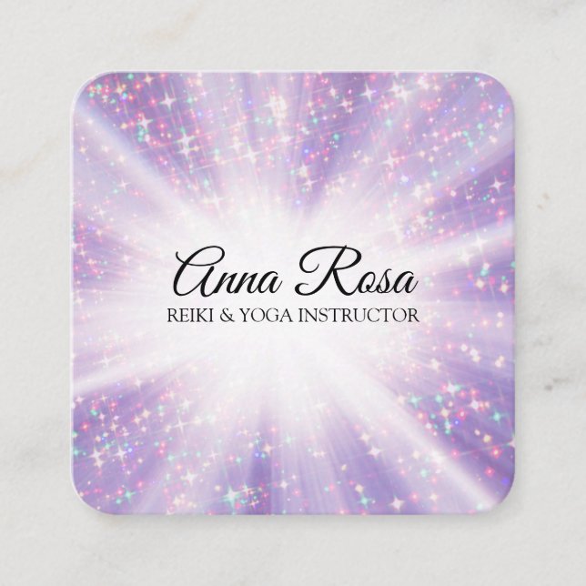 *~* Reiki  Healing Energy Rays Light Worker Square Business Card (Front)