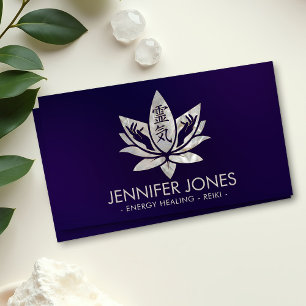 Reiki Healing Hands and Lotus - Pearl  Business Card