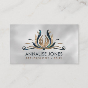 Reiki Healing Hands in Lotus Abalone and Gold Business Card