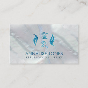 Reiki Healing symbol and hands aquamarine stone Business Card