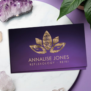 Reiki Healing symbol and hands in Lotus Business Card