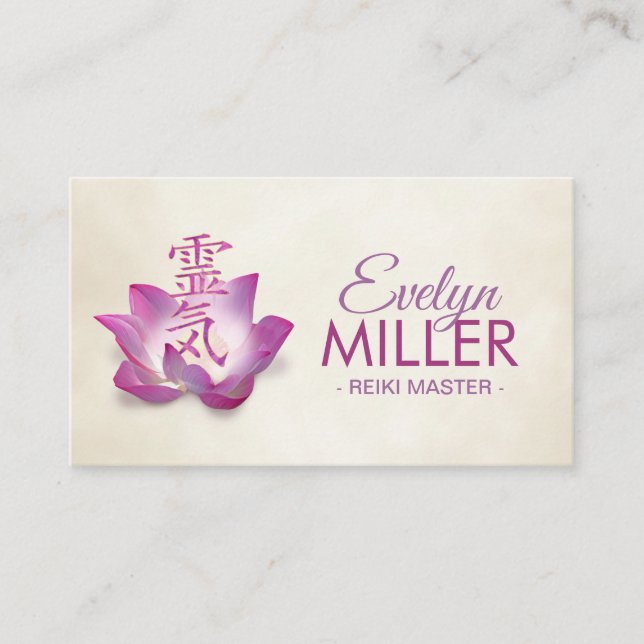 Reiki Healing symbol in lotus Business Card (Front)