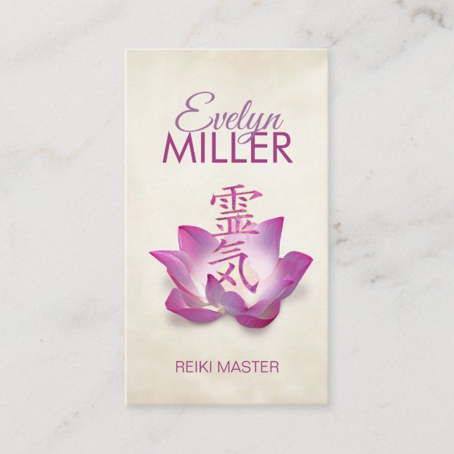 Reiki Healing symbol in lotus Business Card (Front)