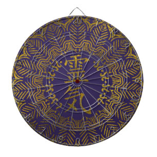 Reiki Healing Symbols in gold mandala Dartboard