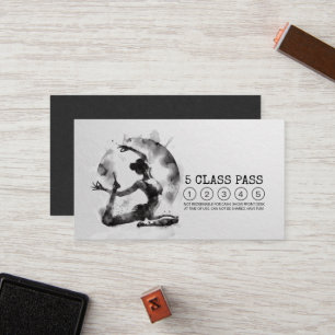 Reiki Instructor Yoga Pose Black White Class Pass Loyalty Card