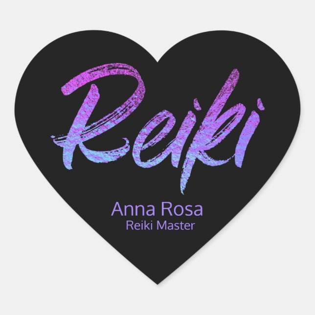*~* Reiki Iridescent Heart Purples, Magenta, Blues Heart Sticker (Front)