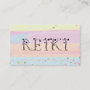 *~*  REIKI Ivy Typography Abstract Pastel Business Card