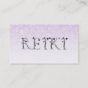 *~*  REIKI Ivy Typography Lavender Glitter Business Card