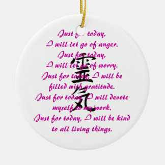 Reiki Kanji and Precepts Ceramic Tree Decoration
