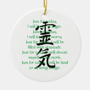Reiki Kanji and Precepts with Usui Ceramic Tree Decoration
