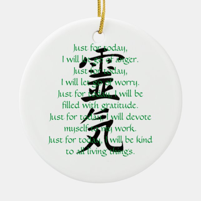 Reiki Kanji and Precepts with Usui Ceramic Tree Decoration (Front)