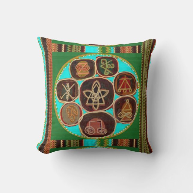 REIKI Karuna Healing Symbols Lotus Golden Chakra Cushion (Front)