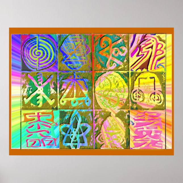REIKI Karuna : Vintage Style Art Symbols Poster (Front)