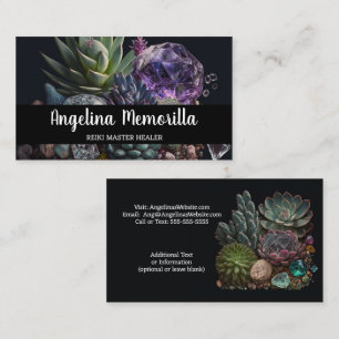 Reiki Master Energy Worker Succulents Crystals Business Card