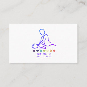 Reiki Master Practitioner Outline White Business Card