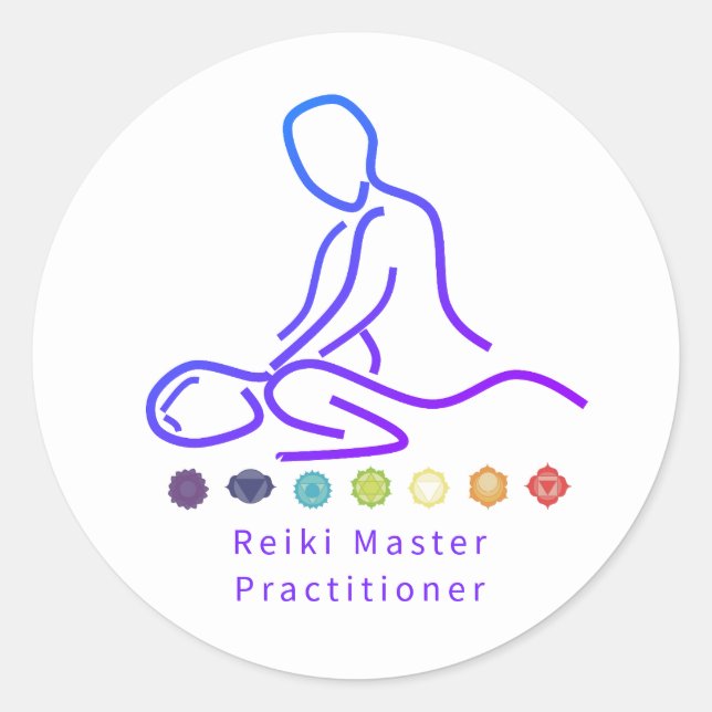Reiki Master Practitioner Outline White Classic Round Sticker (Front)
