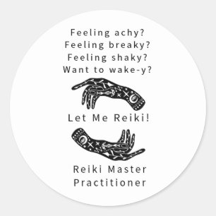 Reiki Master Practitioner Riddle And Hands Classic Round Sticker