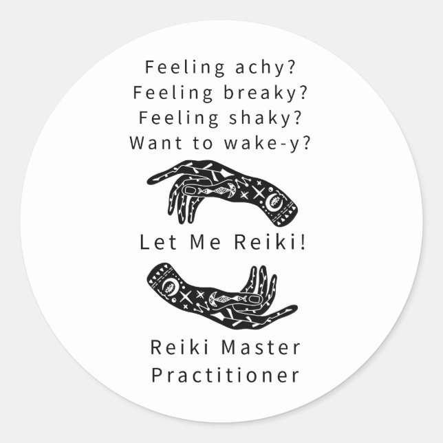 Reiki Master Practitioner Riddle And Hands Classic Round Sticker (Front)