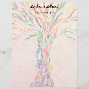 Reiki Master Rainbow Tree Personalized Custom Letterhead