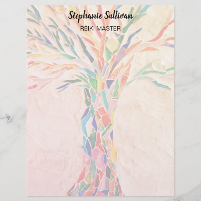 Reiki Master Rainbow Tree Personalized  Custom Letterhead (Front)