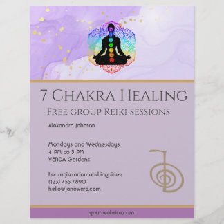 Reiki Master Zen Lavender Chakra Energy Healer Flyer