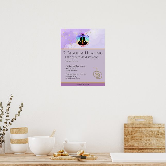  Reiki Master Zen Lavender Chakra Energy Healer Poster (Kitchen)