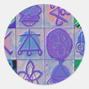 Reiki n Karuna Healing Sign 12    V24 Classic Round Sticker