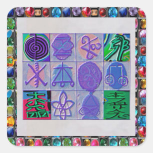 Reiki n Karuna Healing Sign 12 V24 Square Sticker