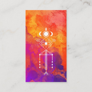 *~* Reiki Orange Purple Tribal Aztec Primal Business Card