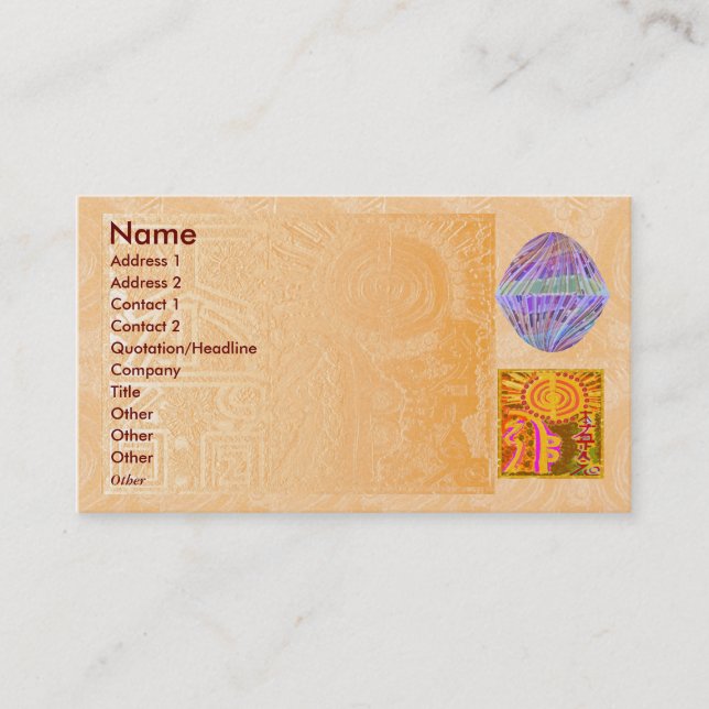 REIKI Practioner - Symbol n Purple Crystals Business Card (Front)