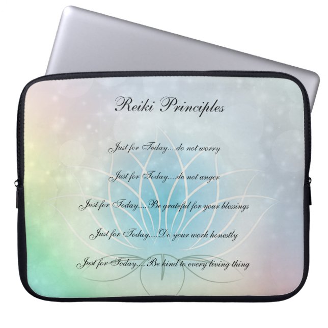 Reiki Principles Lotus flower design Laptop Sleeve (Front)