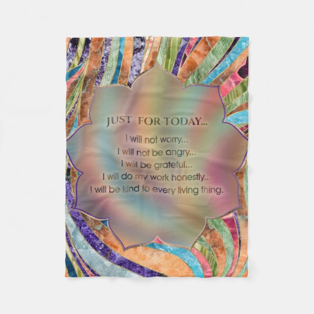 Reiki Principles - Reiki Precepts Fleece Blanket (Front)