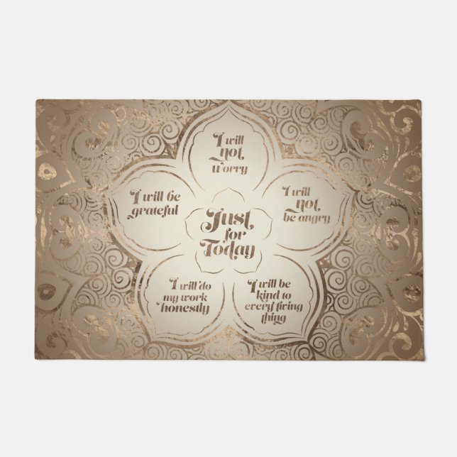 Reiki Principles - Reiki Precepts Golden Sheer Doormat (Front)
